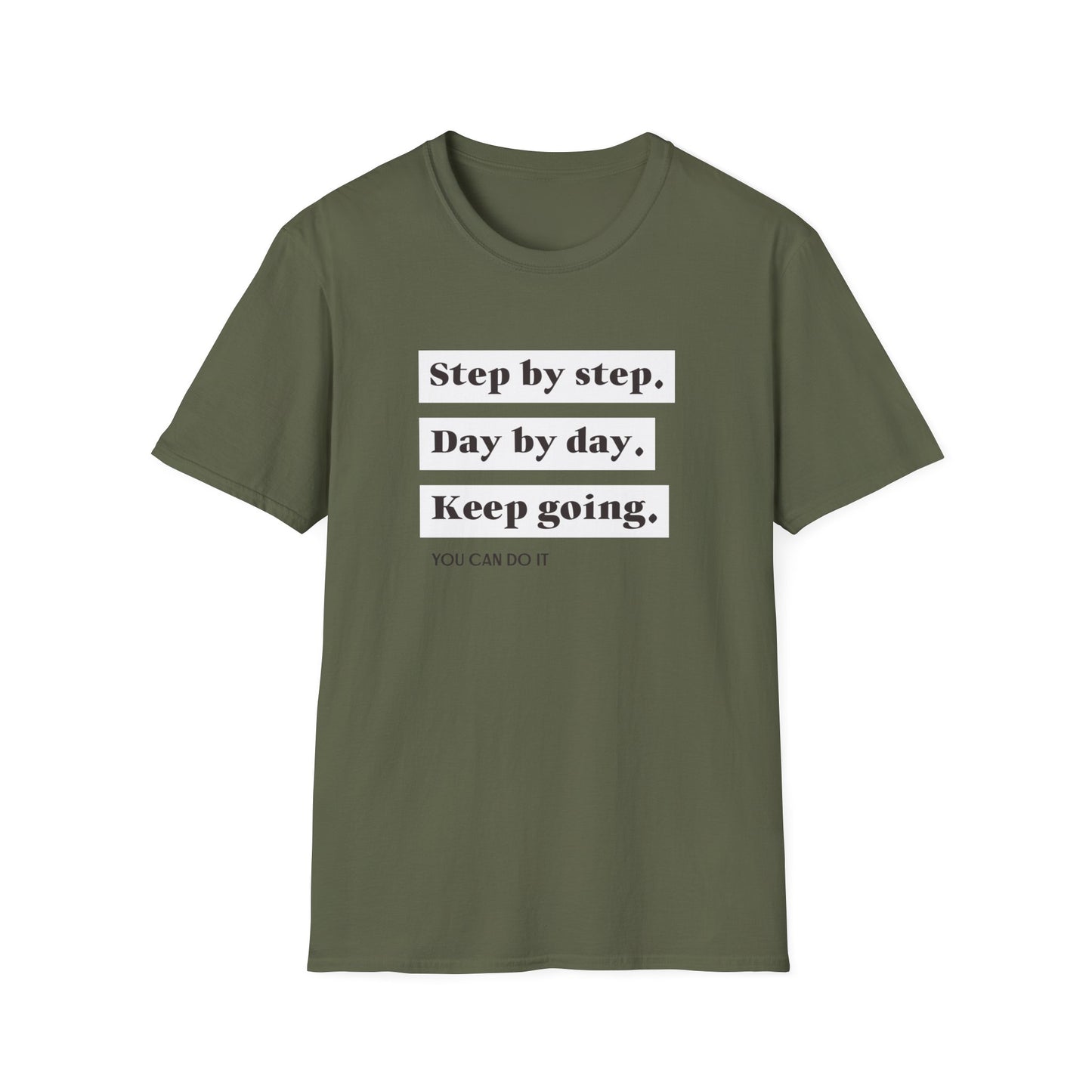 "T-shirt 'Step by Step, Day by Day, Keep Going, You Can Do It' | Woman | Romero's: Estilo con Intención"