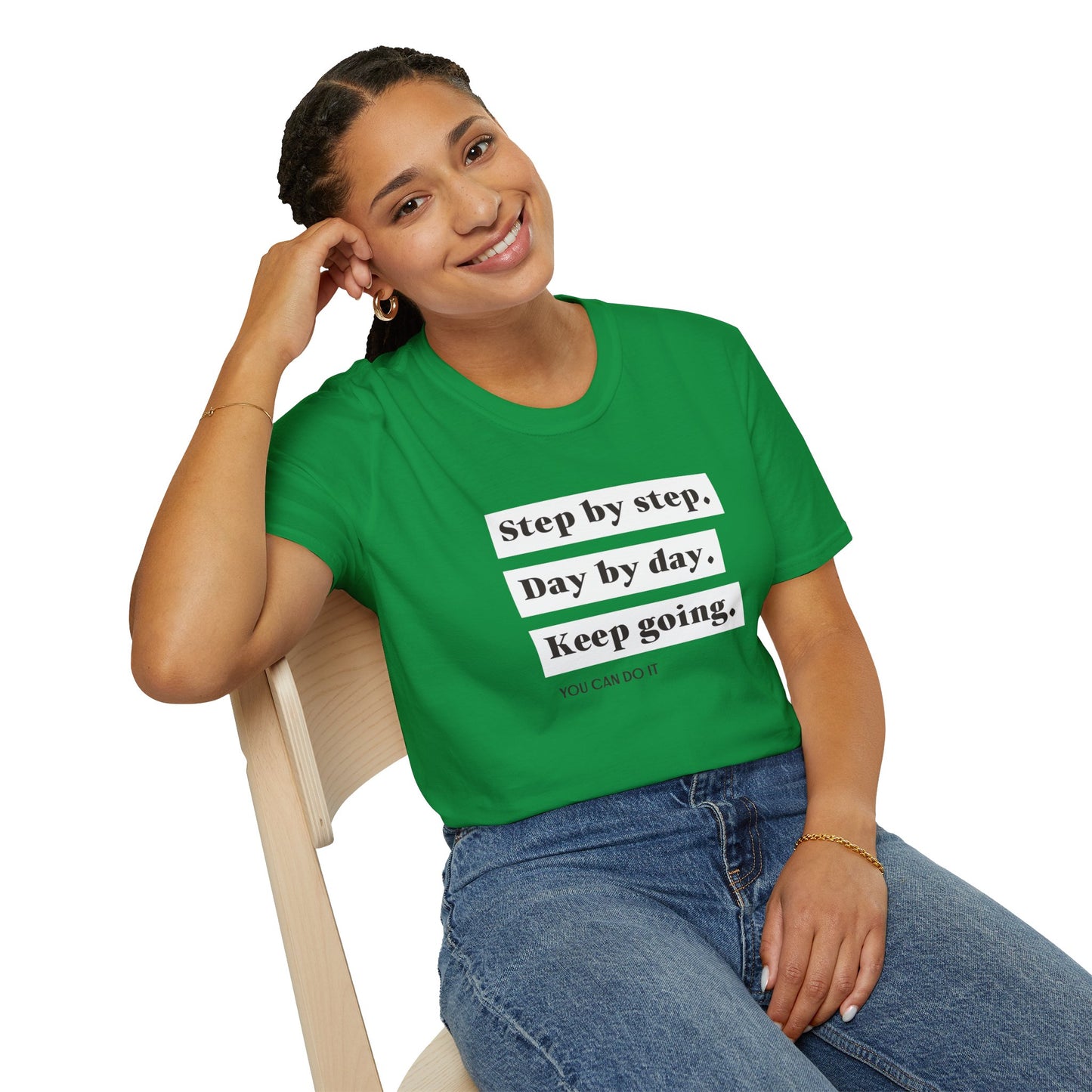 "T-shirt 'Step by Step, Day by Day, Keep Going, You Can Do It' | Woman | Romero's: Estilo con Intención"