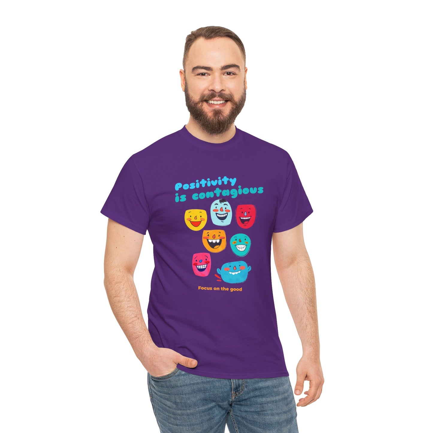 "Positividade é contagiosa, foco no bem" - Camiseta masculina - Abrace vibrações positivas com Romero's