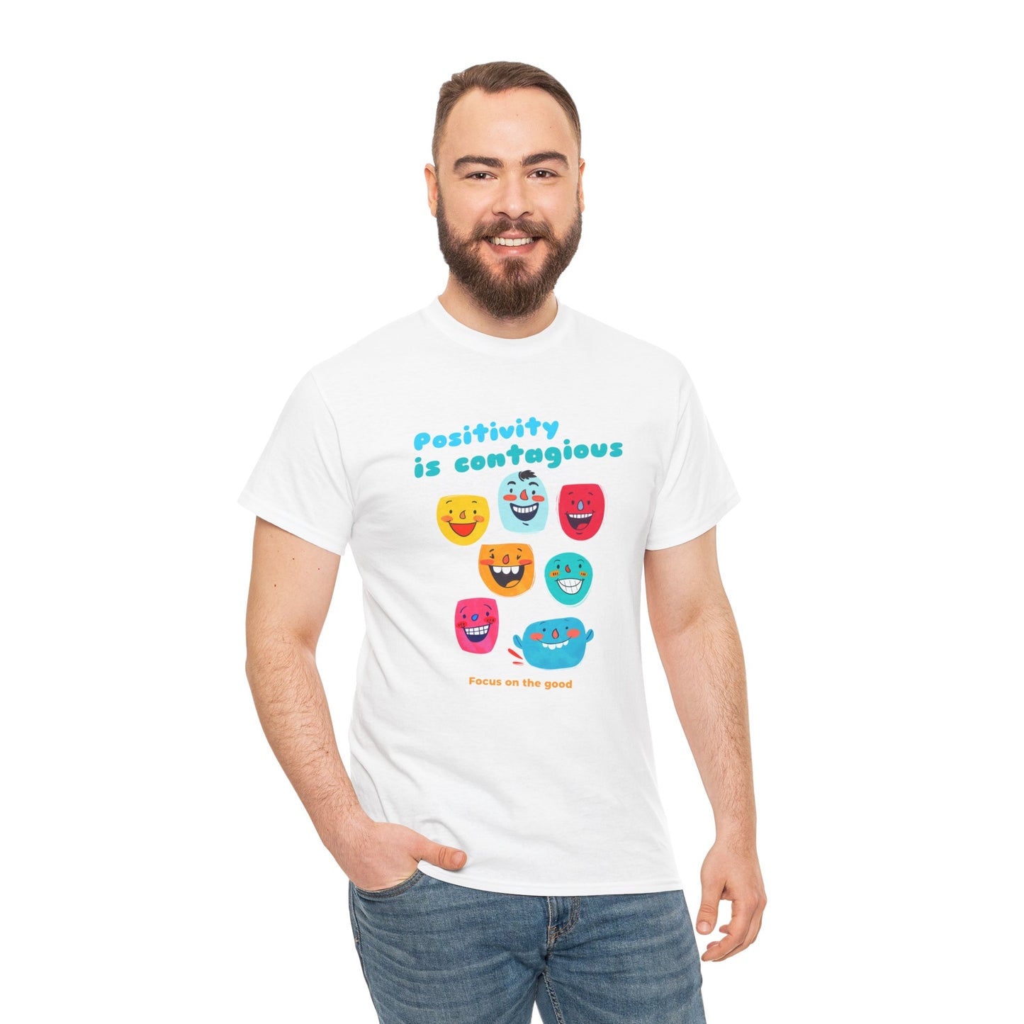 "Positivity Is Contagious, Focus on the Good" - Men's T-Shirt - Embrace Positive Vibes with Romero's