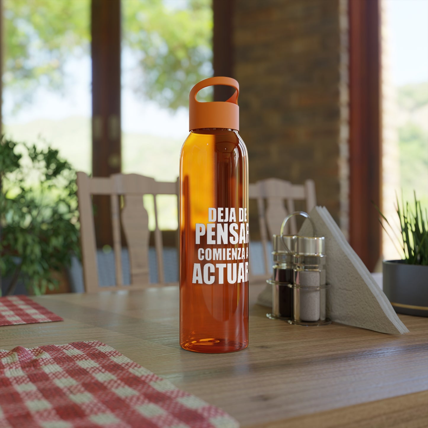 Reusable Sky Bottle - "Stop Thinking, Start Acting!"