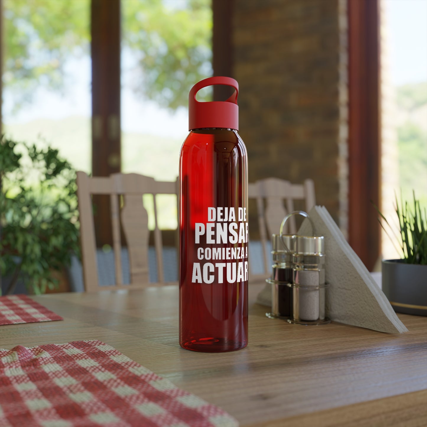 Reusable Sky Bottle - "Stop Thinking, Start Acting!"