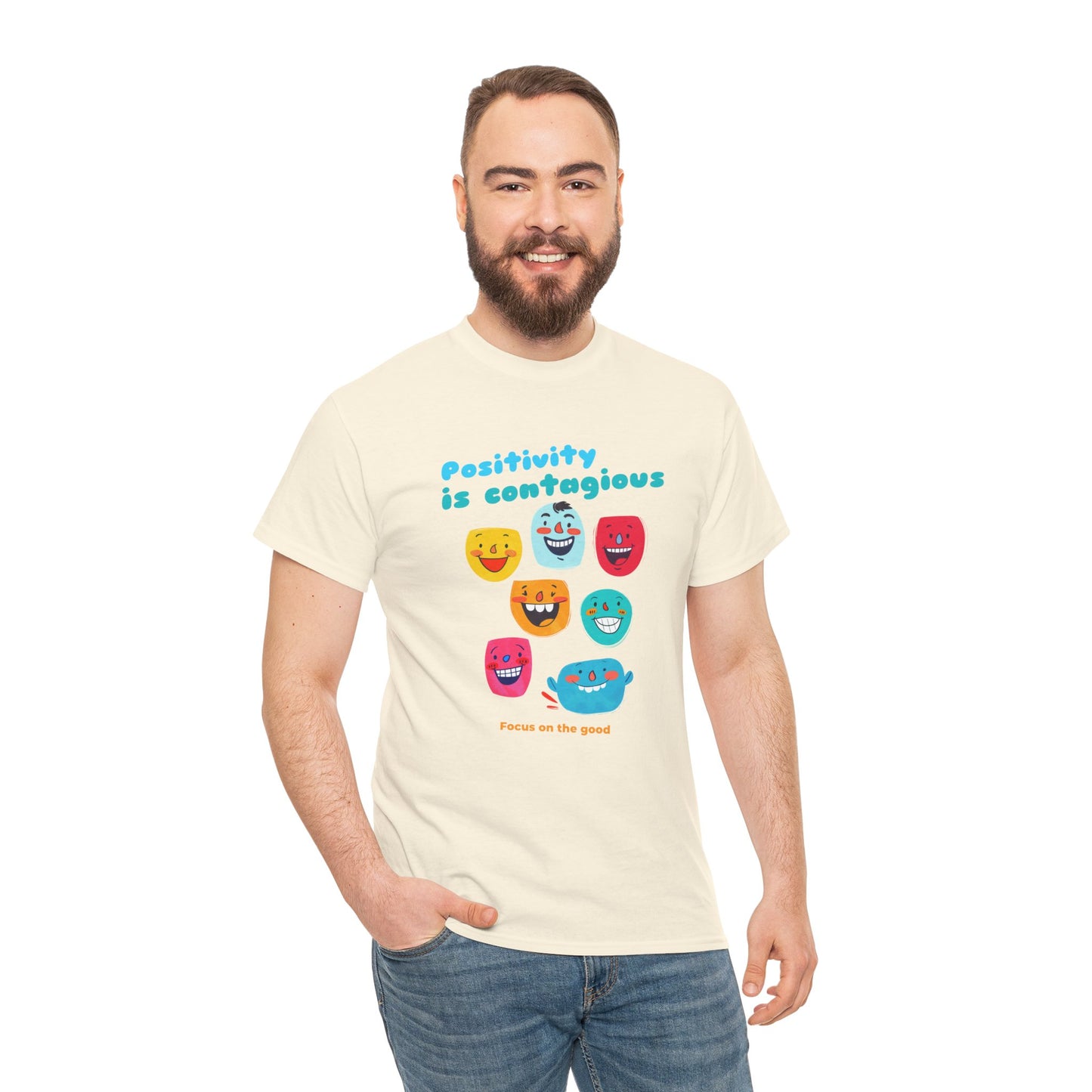 "Positividade é contagiosa, foco no bem" - Camiseta masculina - Abrace vibrações positivas com Romero's