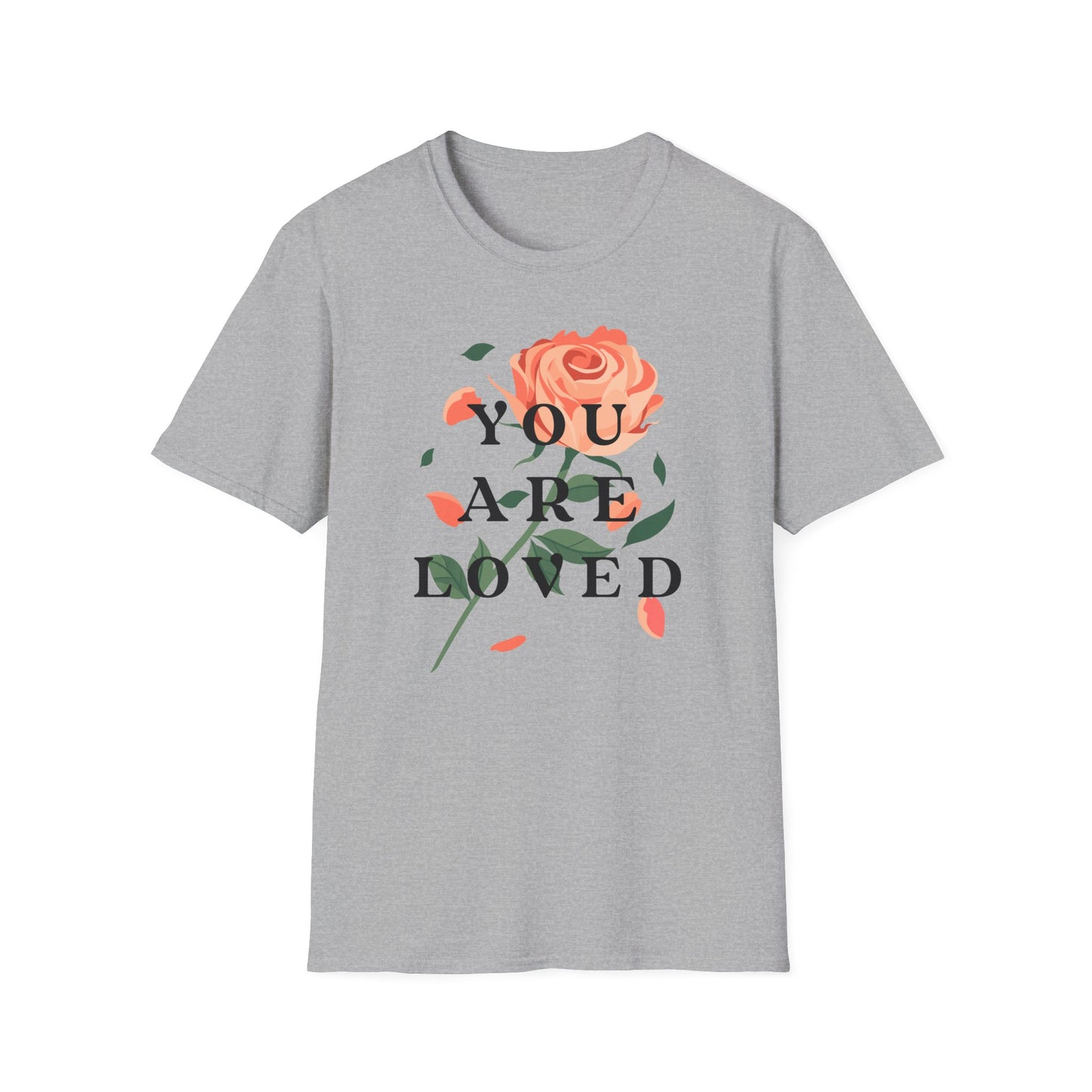 'You Are Loved' T-shirt with Rose Illustration | Women