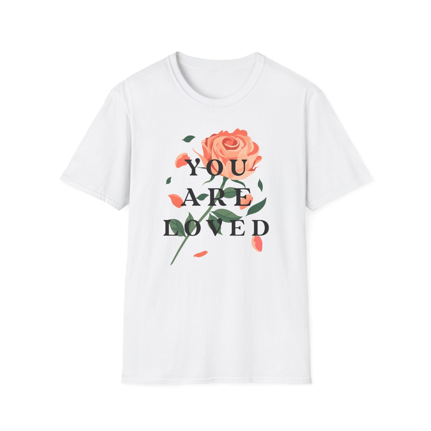 'You Are Loved' T-shirt with Rose Illustration | Women