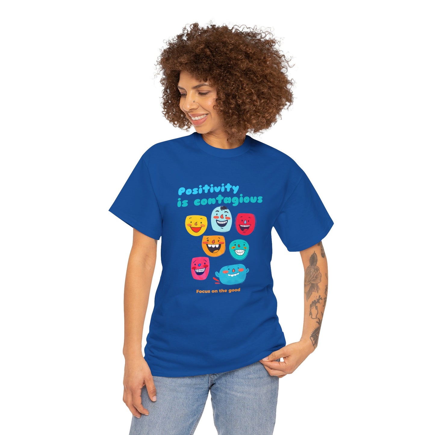 "Positivity Is Contagious, Focus on the Good" - Women's T-Shirt - Embrace Positive Vibes with Romero's