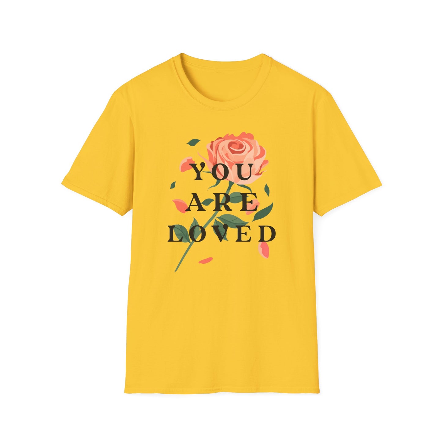 'You Are Loved' T-shirt with Rose Illustration | Women