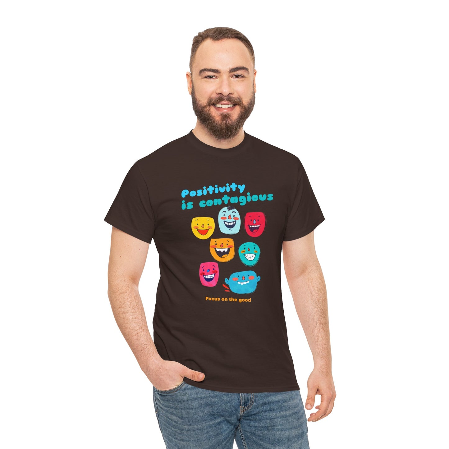 "Positivity Is Contagious, Focus on the Good" - Men's T-Shirt - Embrace Positive Vibes with Romero's