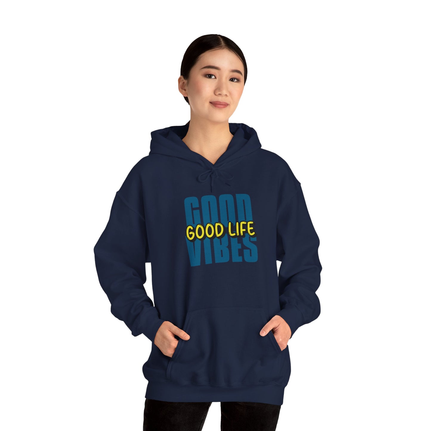 Moletom com capuz "Good Vibes, Good Life" - Mulher