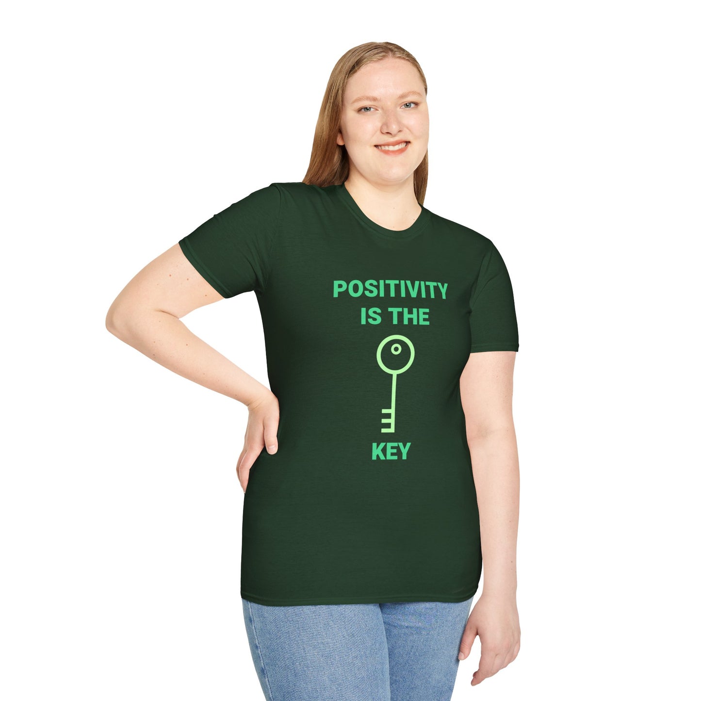 'Positivity is the Key' T-shirt with Key Illustration | Women