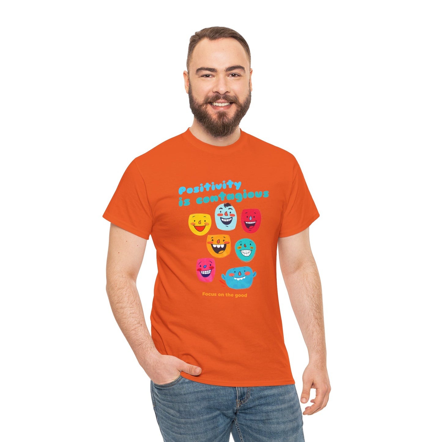 "Positividade é contagiosa, foco no bem" - Camiseta masculina - Abrace vibrações positivas com Romero's