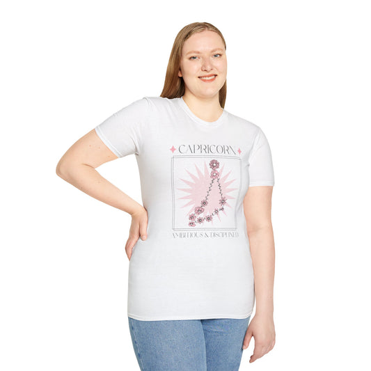 T-Shirt "Capricórnio: Ambicioso e Disciplinado" - Mulher