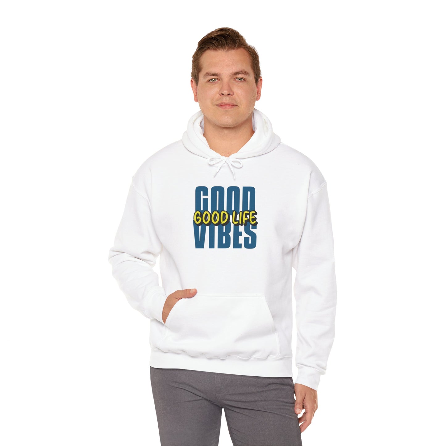 Moletom com capuz "Good Vibes, Good Life" - Homem