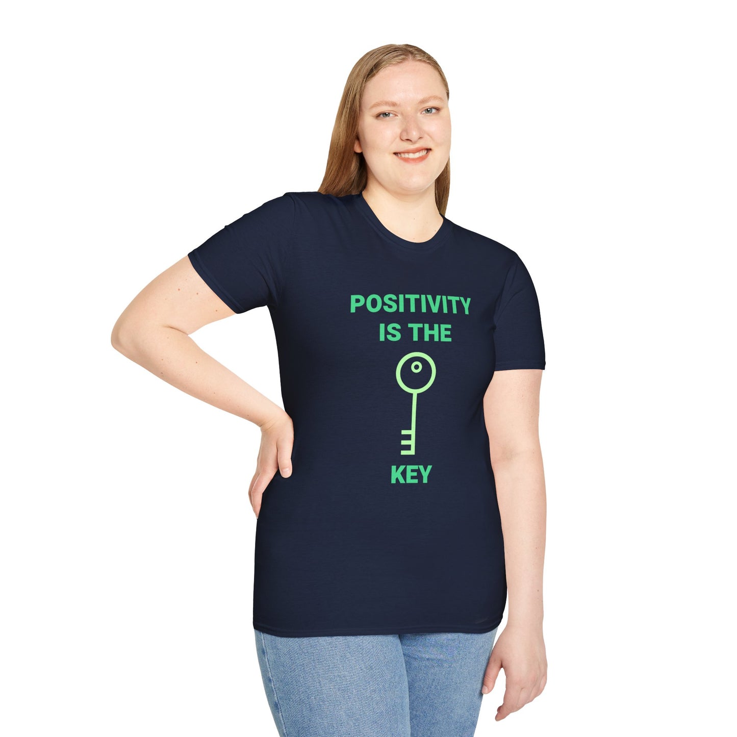 t-shirt 'Positividade é a chave' com ilustração chave | Mulheres