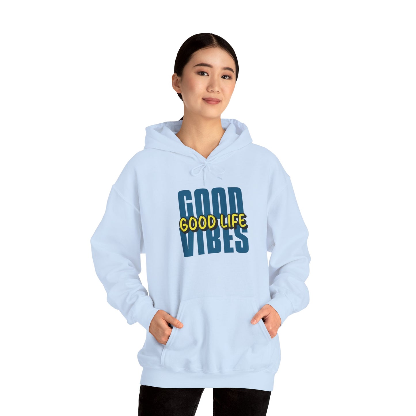 Moletom com capuz "Good Vibes, Good Life" - Mulher