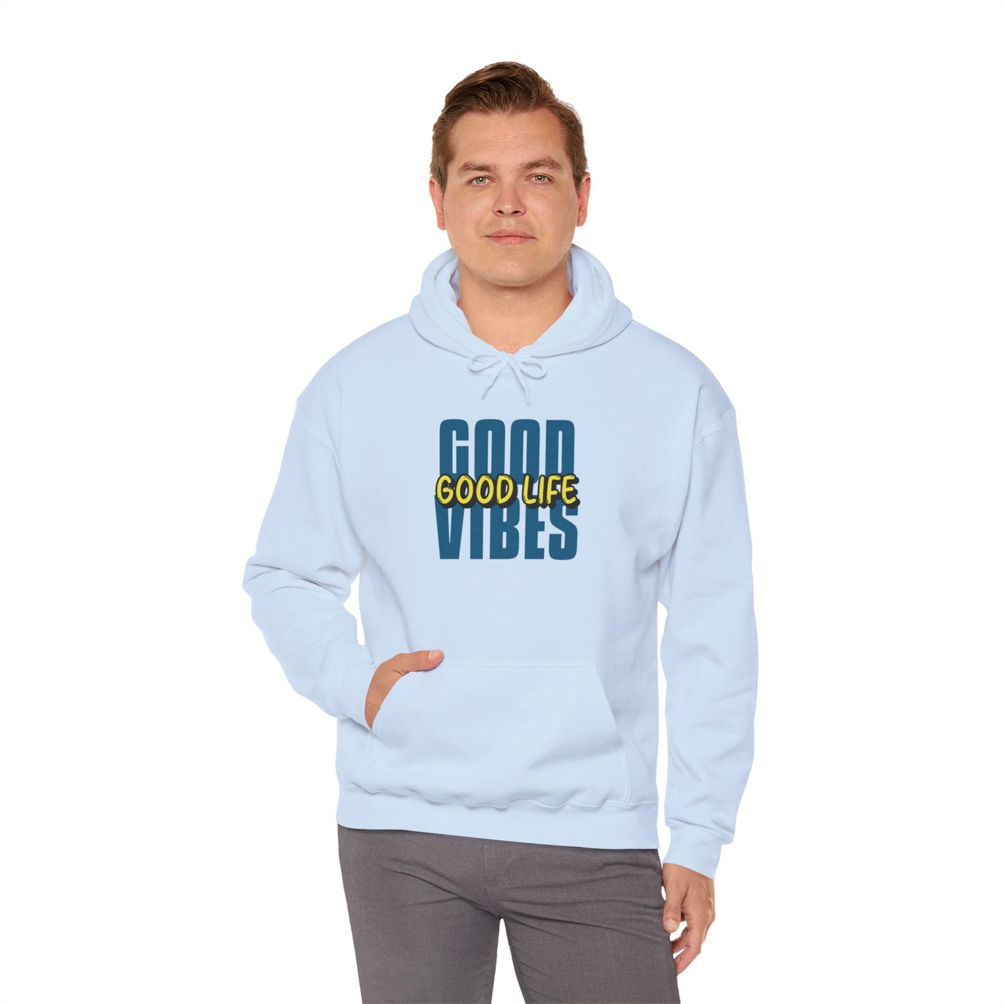 Moletom com capuz "Good Vibes, Good Life" - Homem