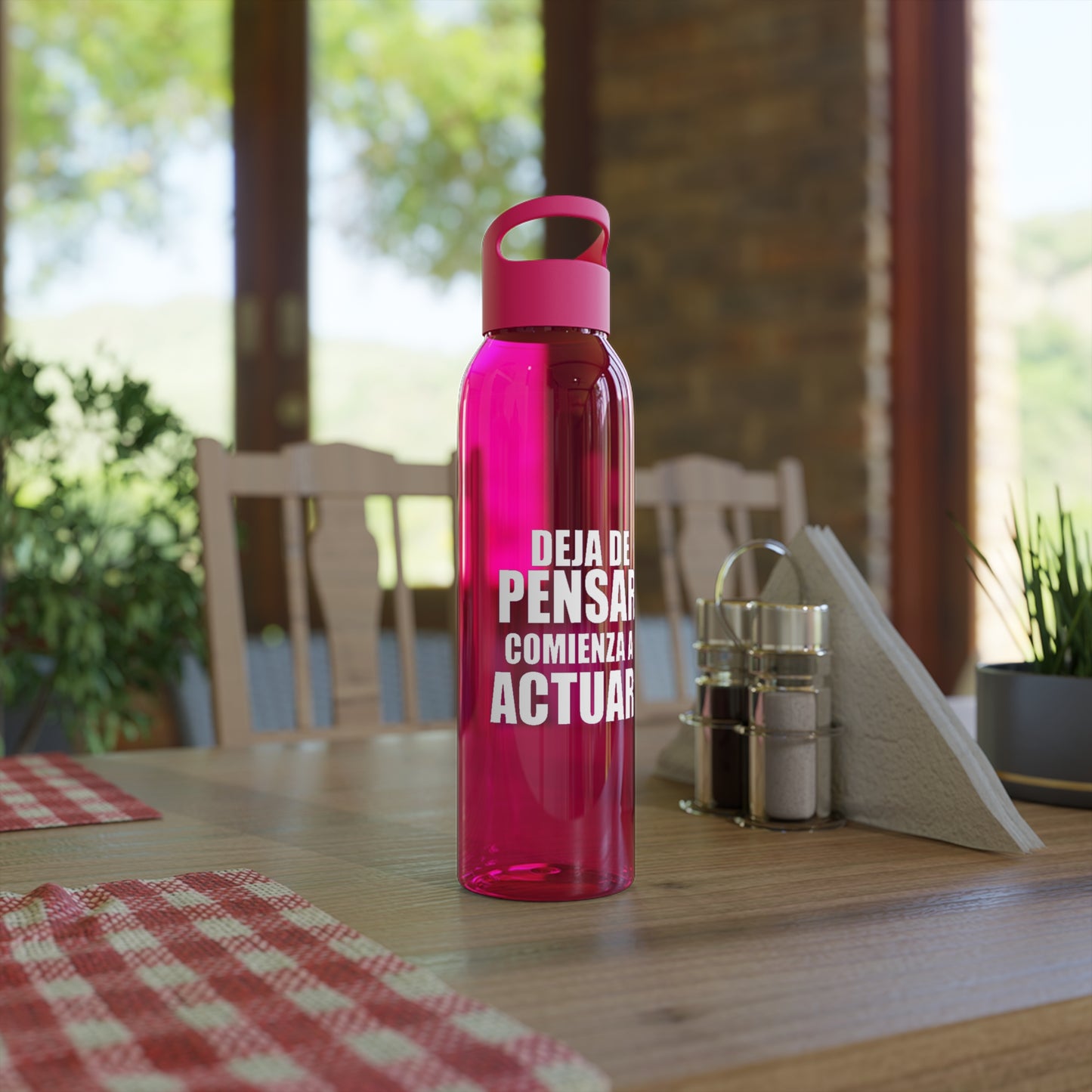 Reusable Sky Bottle - "Stop Thinking, Start Acting!"