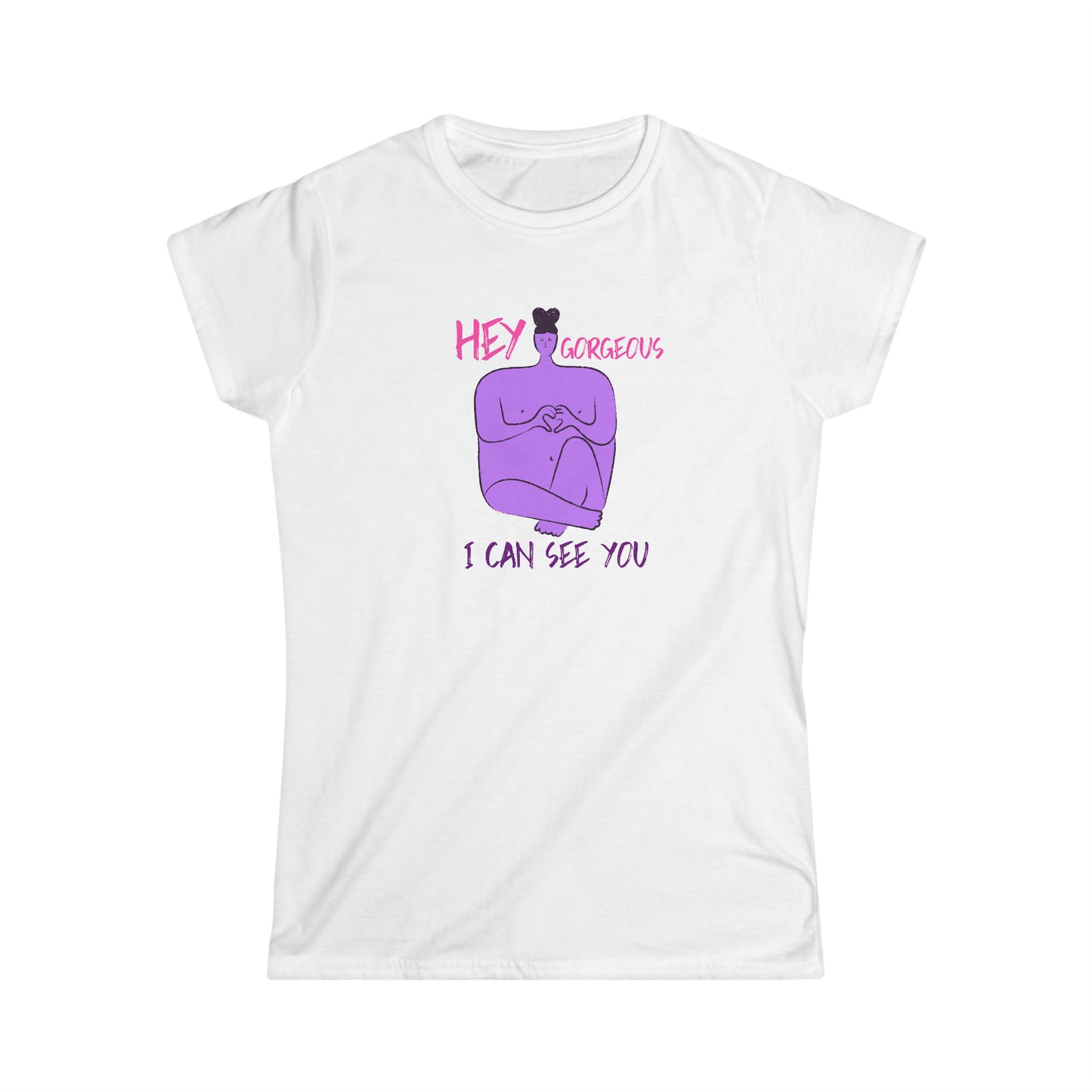 Camiseta feminina Softstyle "Ei, linda, posso ver você"