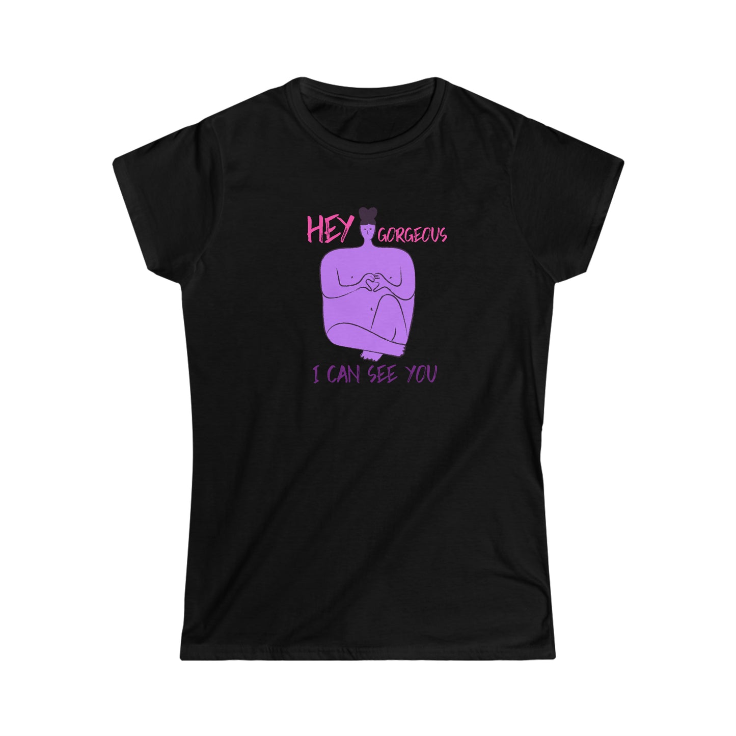 Camiseta feminina Softstyle "Ei, linda, posso ver você"