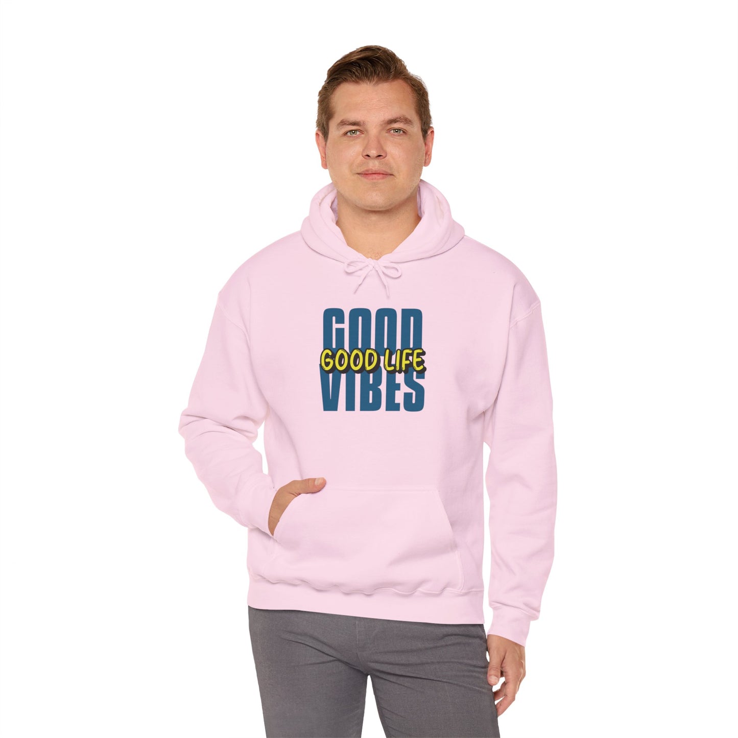 Moletom com capuz "Good Vibes, Good Life" - Homem