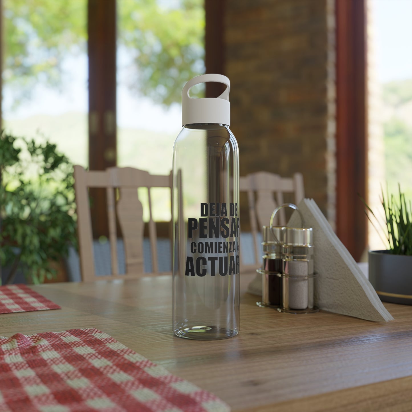 Reusable Sky Bottle - "Stop Thinking, Start Acting!"