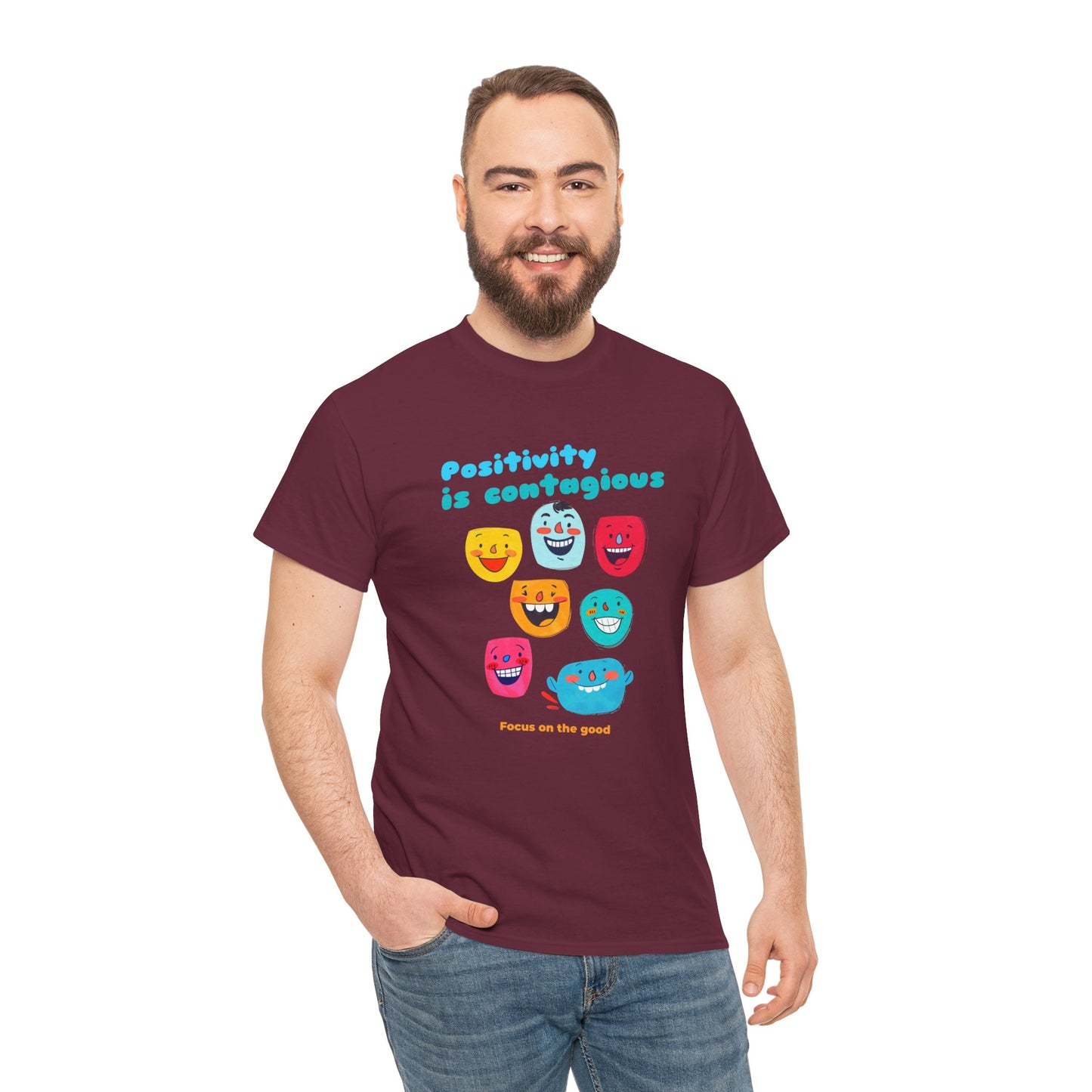 "Positivity Is Contagious, Focus on the Good" - Men's T-Shirt - Embrace Positive Vibes with Romero's