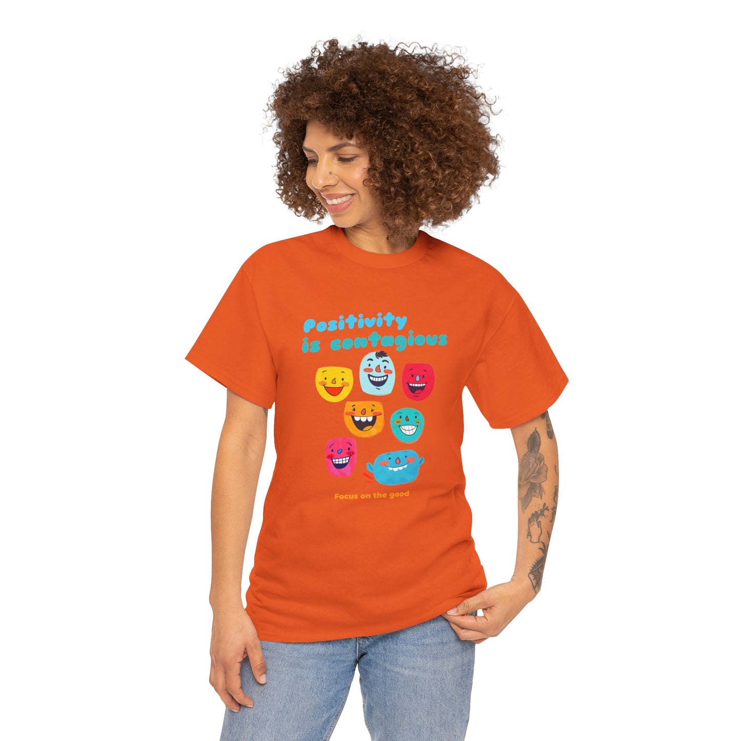 "Positivity Is Contagious, Focus on the Good" - Women's T-Shirt - Embrace Positive Vibes with Romero's