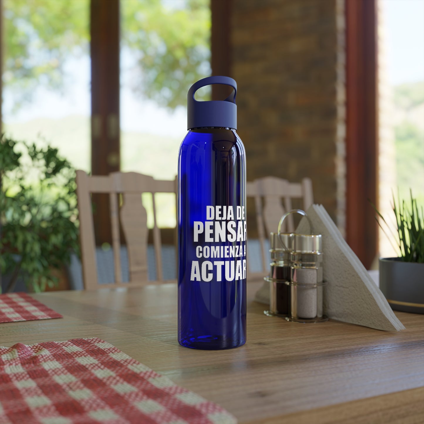 Reusable Sky Bottle - "Stop Thinking, Start Acting!"