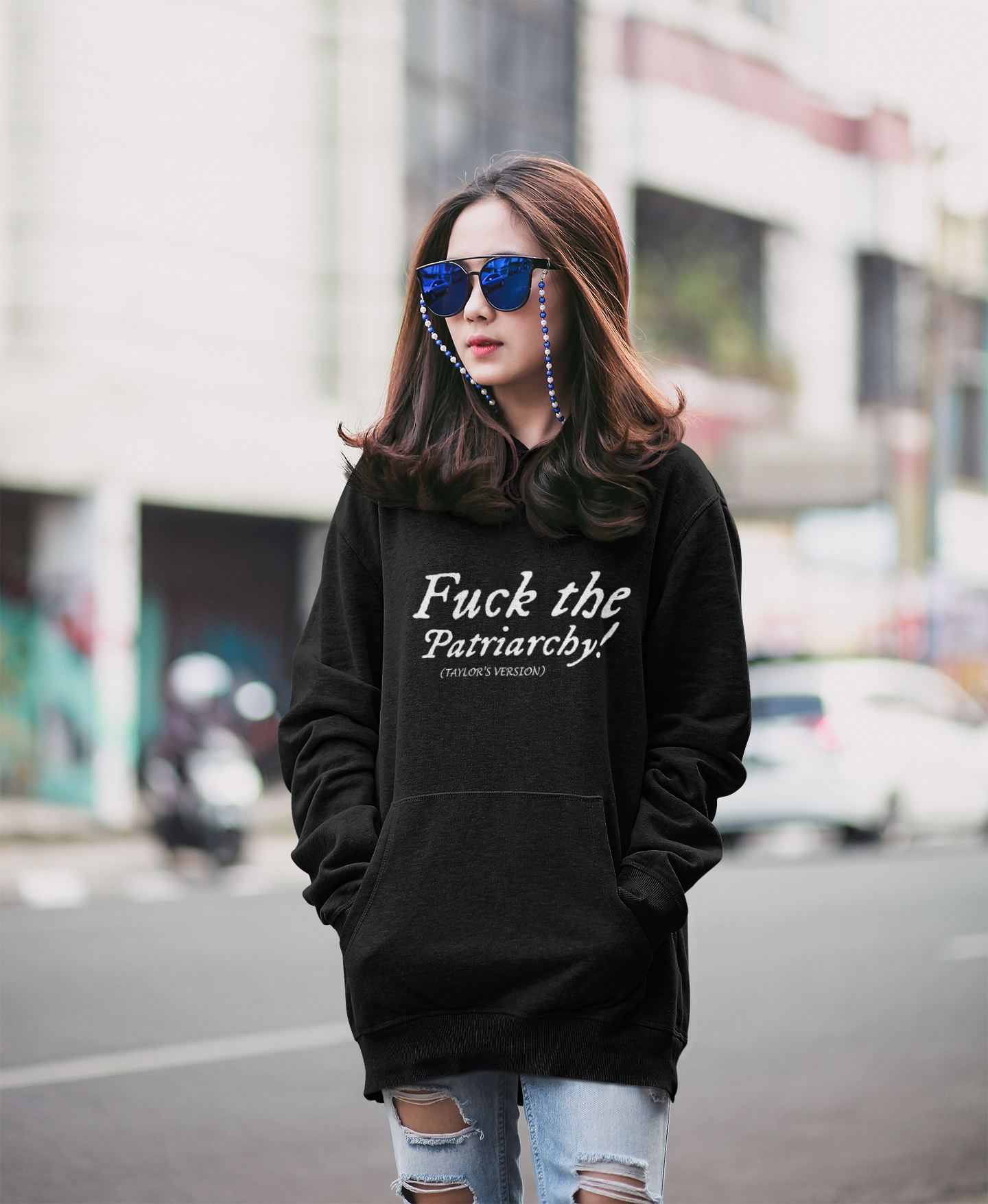 Pulôver Premium com capuz – Fck The Patriarchy! Versão de Taylor