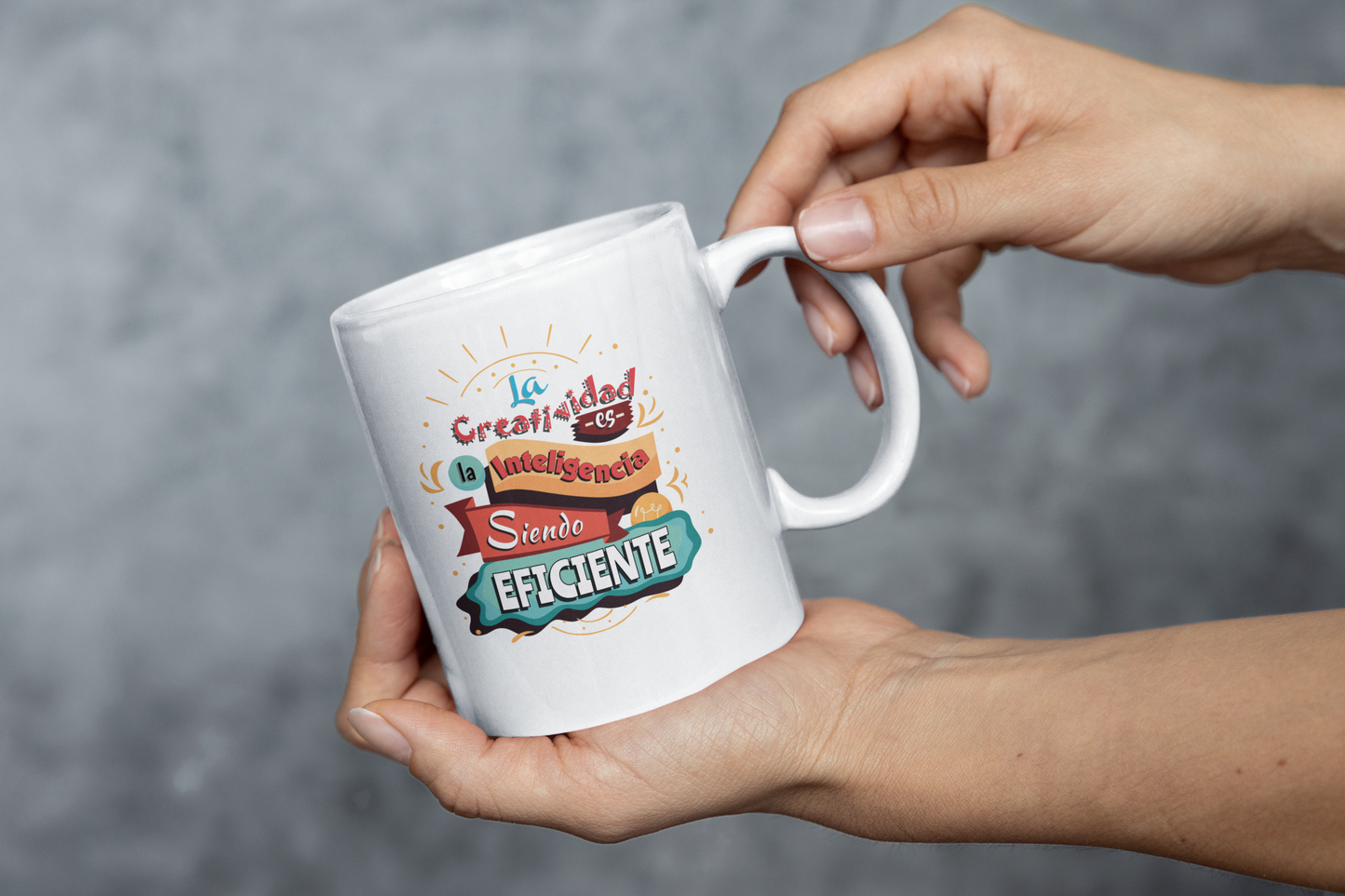 Caneca de cerâmica 11 onças: criatividade é inteligência sendo eficiente 